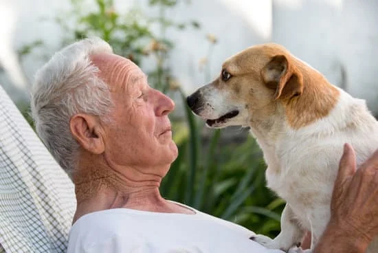 senior man and his senior dog
